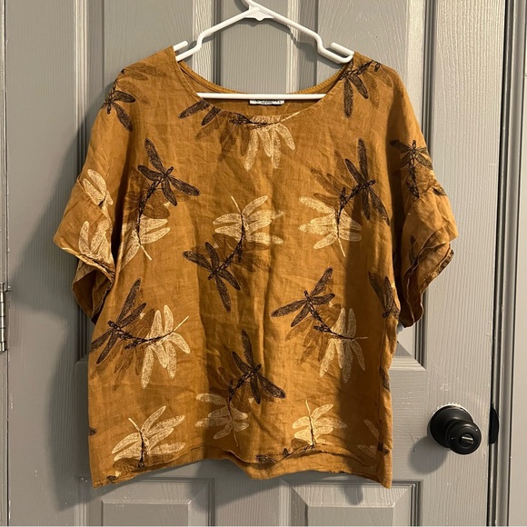 Elena Baldi Brown Dragonfly Print Top - Picture 3 of 4